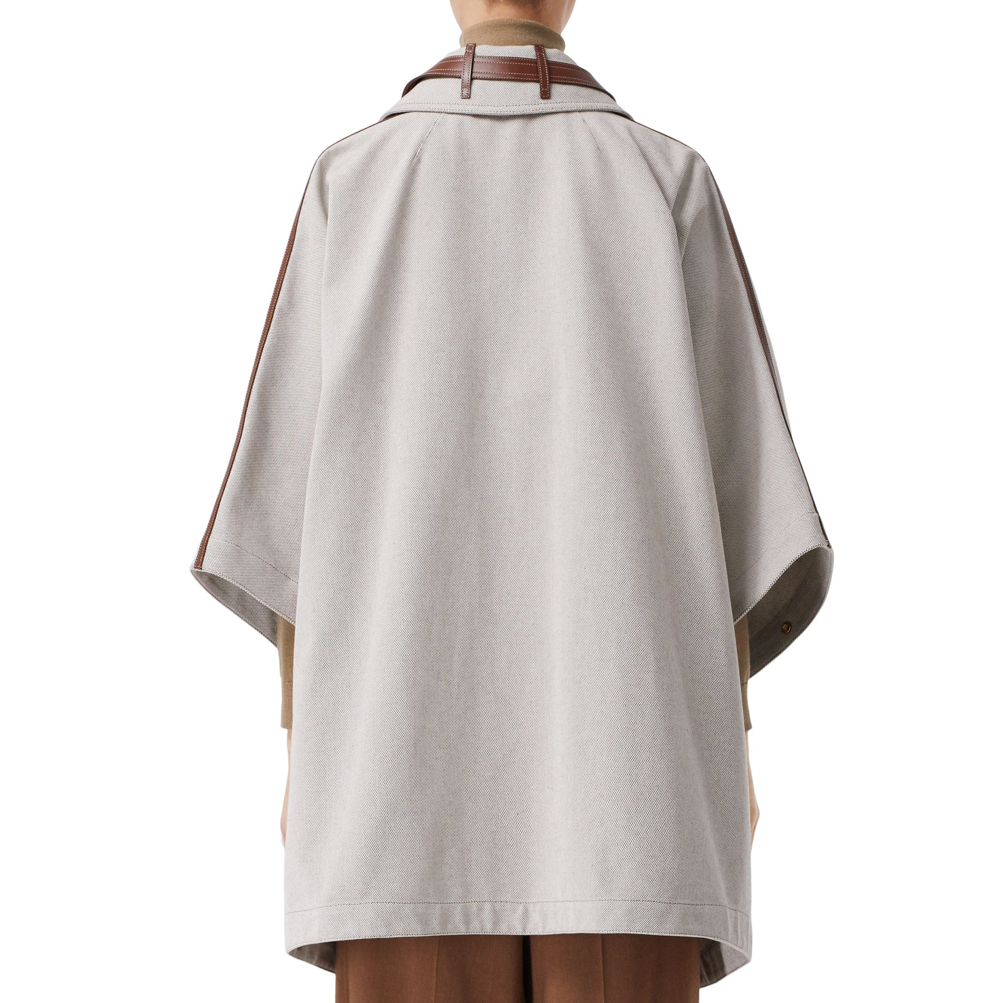 Cape en toile de coton avec détails en cuir - Soft Fawn Melange