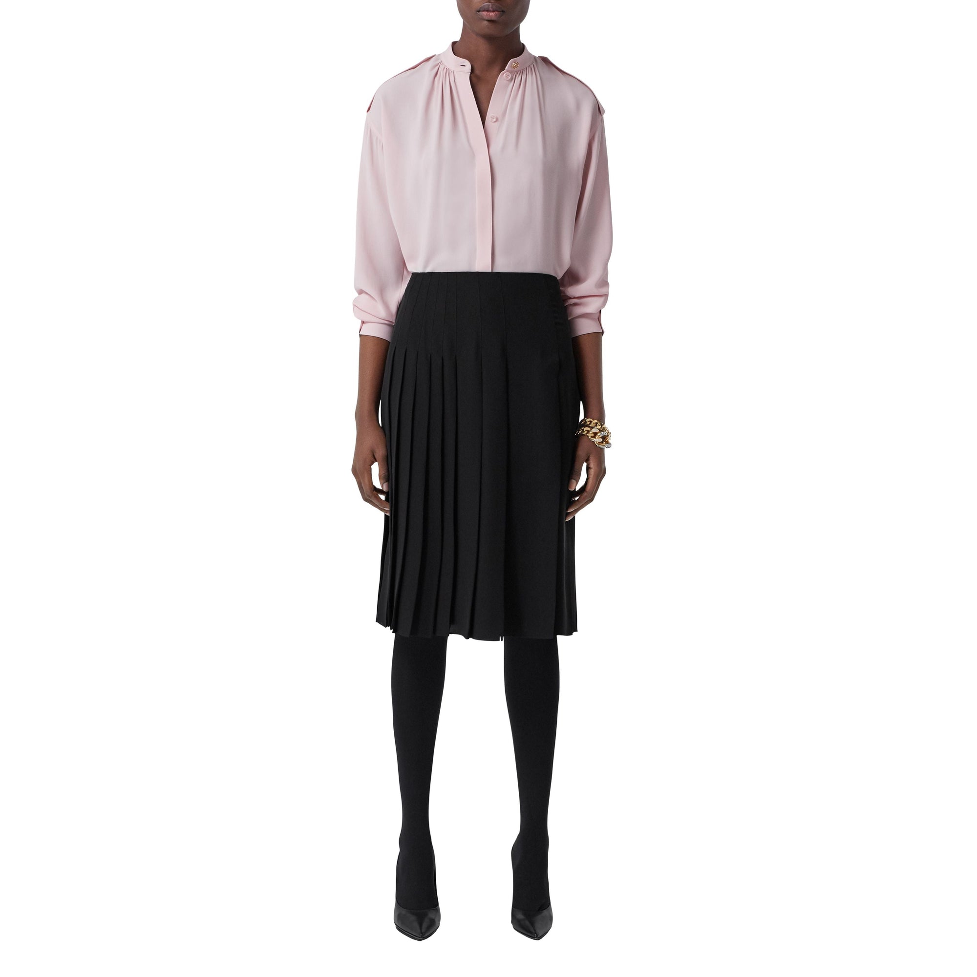 Jupe plissée en georgette de soie - Black