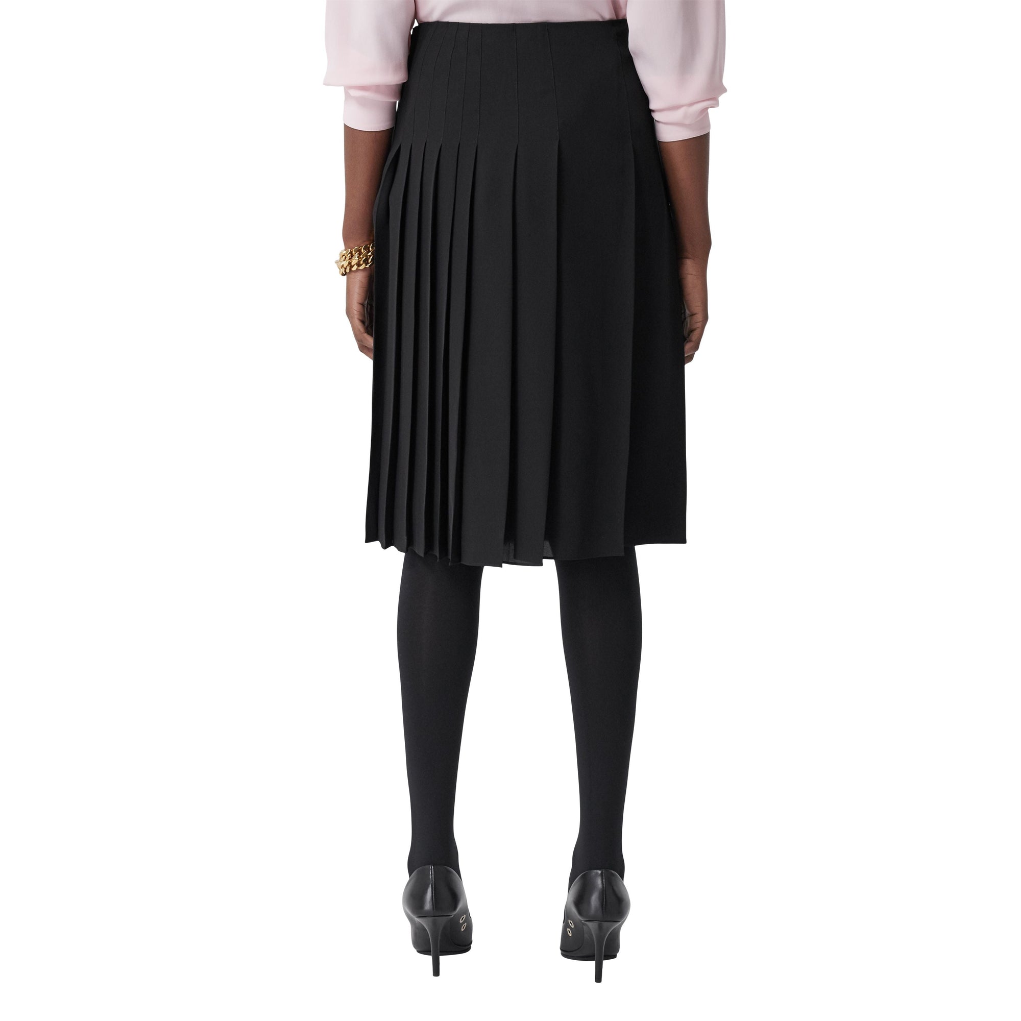 Jupe plissée en georgette de soie - Black