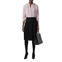 Chemise en crêpe de soie de Chine avec pattes d'épaule - Frosted Pink