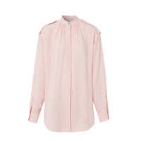 Chemise en crêpe de soie de Chine avec pattes d'épaule - Frosted Pink