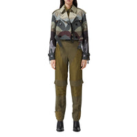 Trench court en coton à imprimé camouflage - Sage Green