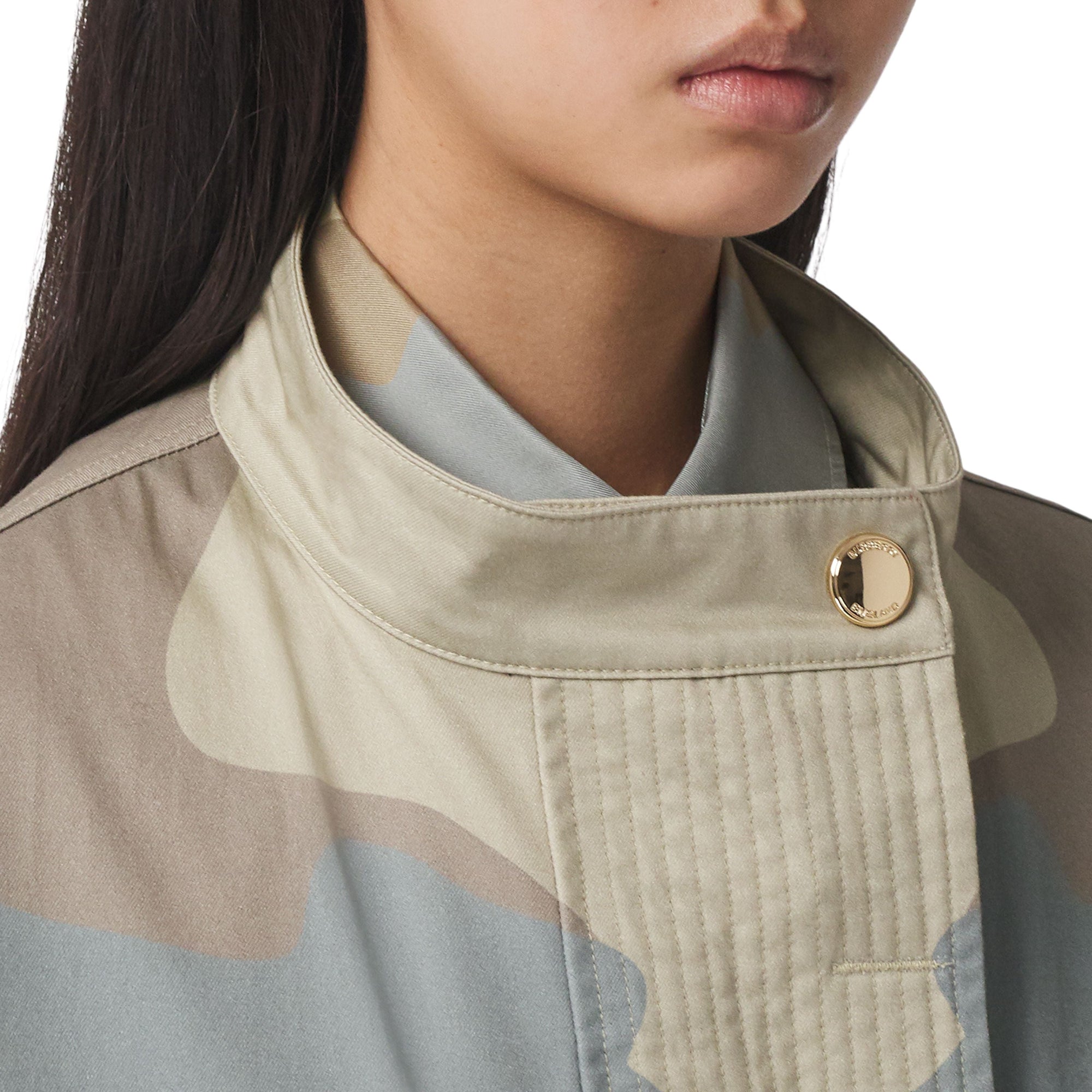 Parka en gabardine de coton à imprimé camouflage - Sage Green