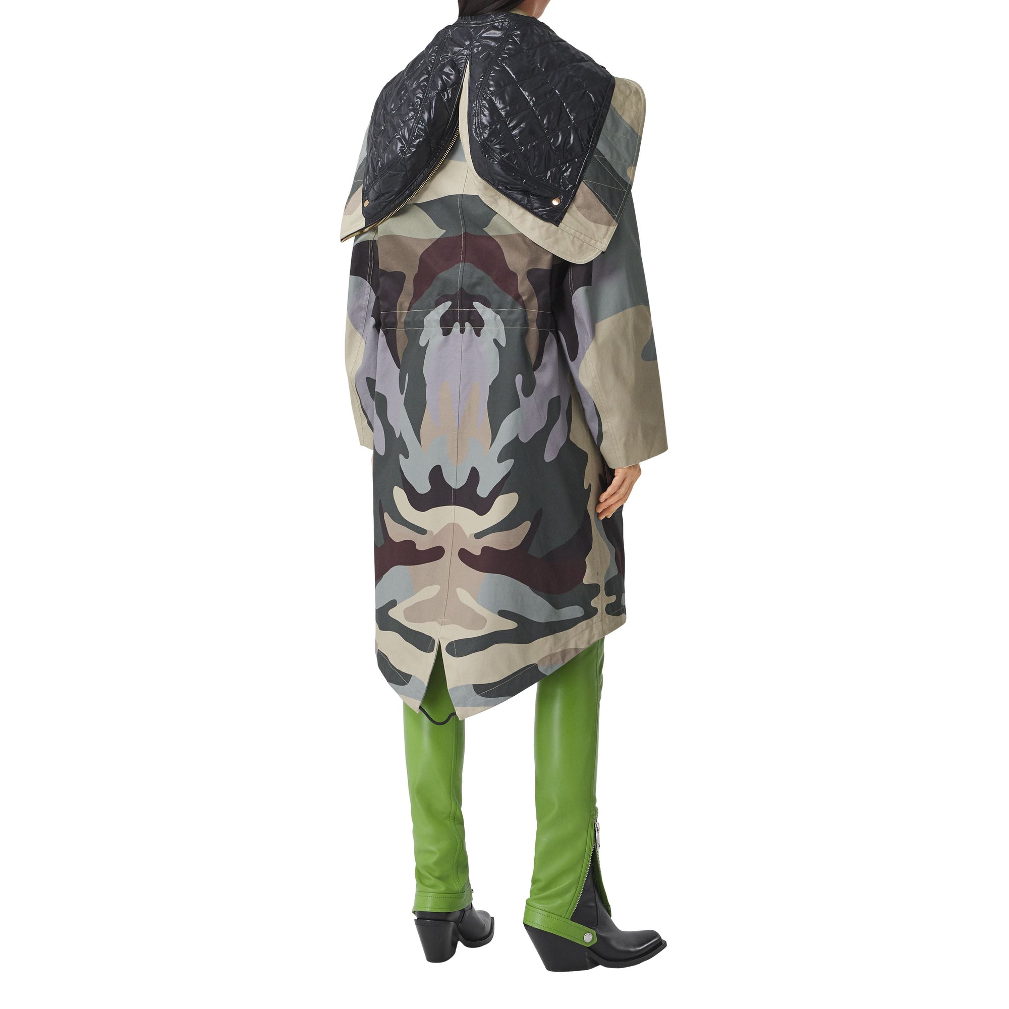 Parka en gabardine de coton à imprimé camouflage - Sage Green