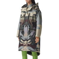 Parka en gabardine de coton à imprimé camouflage - Sage Green