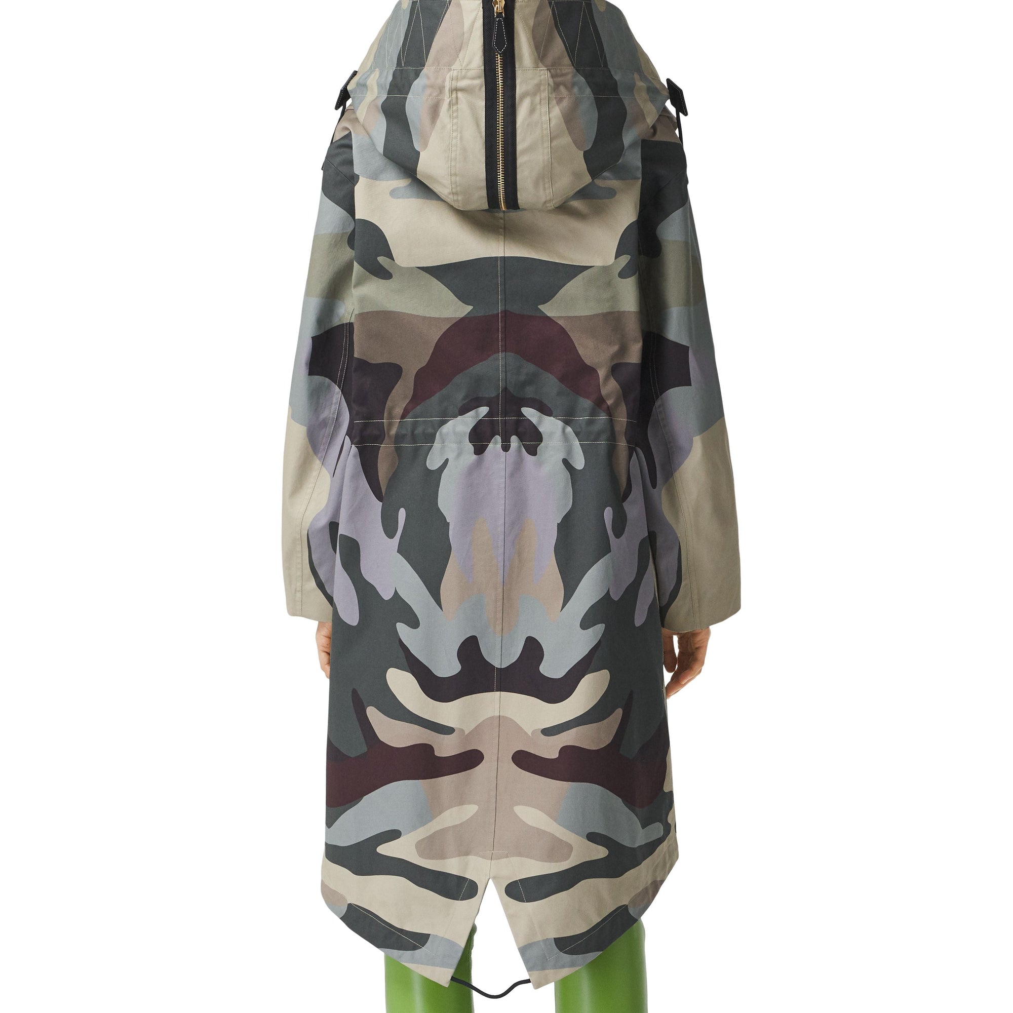 Parka en gabardine de coton à imprimé camouflage - Sage Green