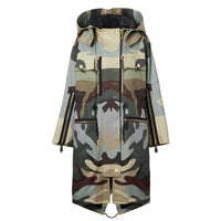 Parka en gabardine de coton à imprimé camouflage - Sage Green