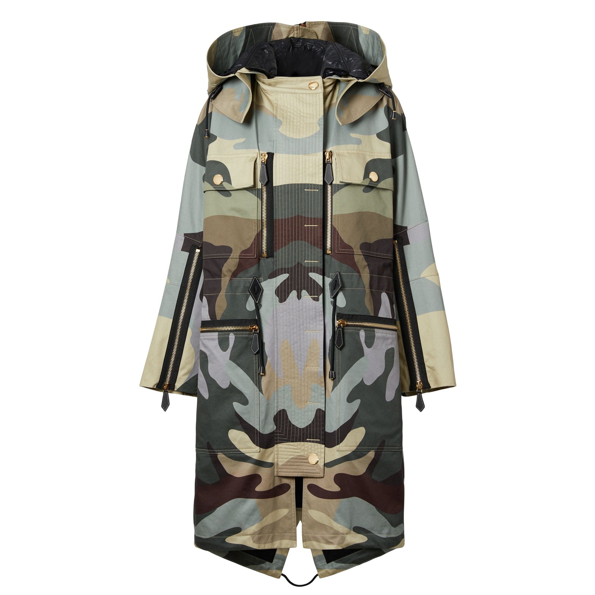 Parka en gabardine de coton à imprimé camouflage - Sage Green