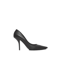 Escarpins à bout pointu en cuir et œillets - Black