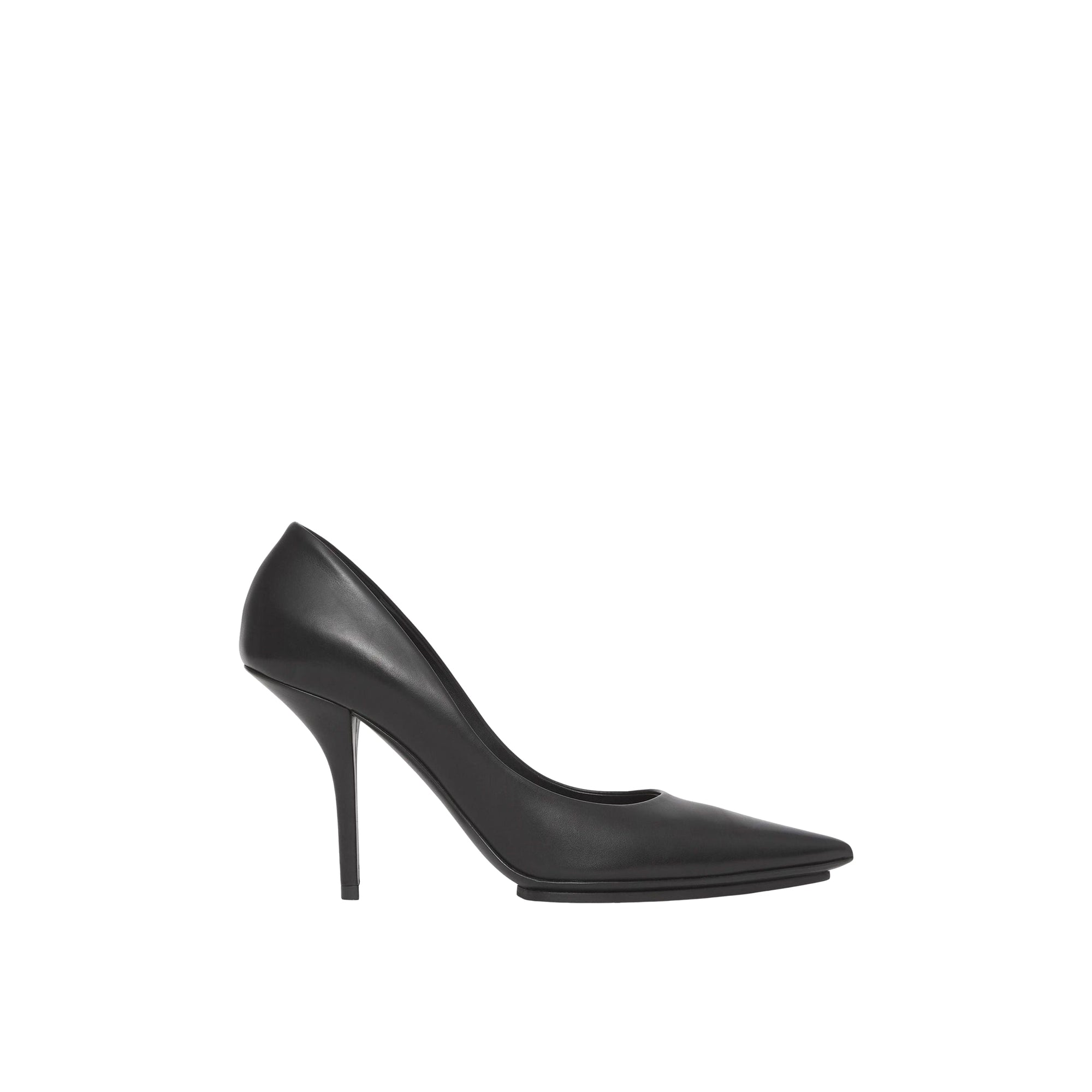 Escarpins à bout pointu en cuir et œillets - Black