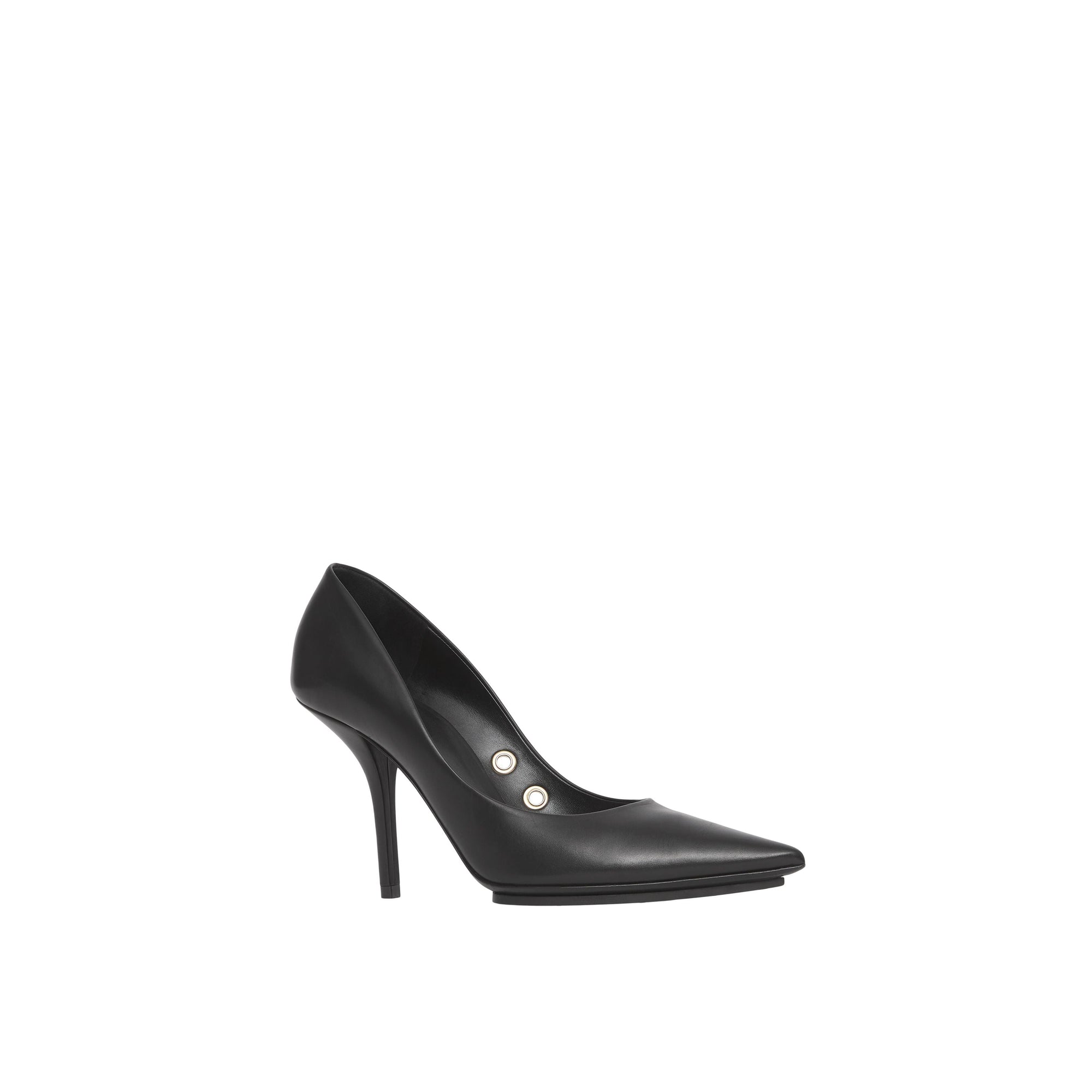 Escarpins à talons haut et bout pointu en cuir avec œillets - Black
