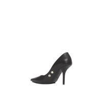 Escarpins à bout pointu en cuir et œillets - Black