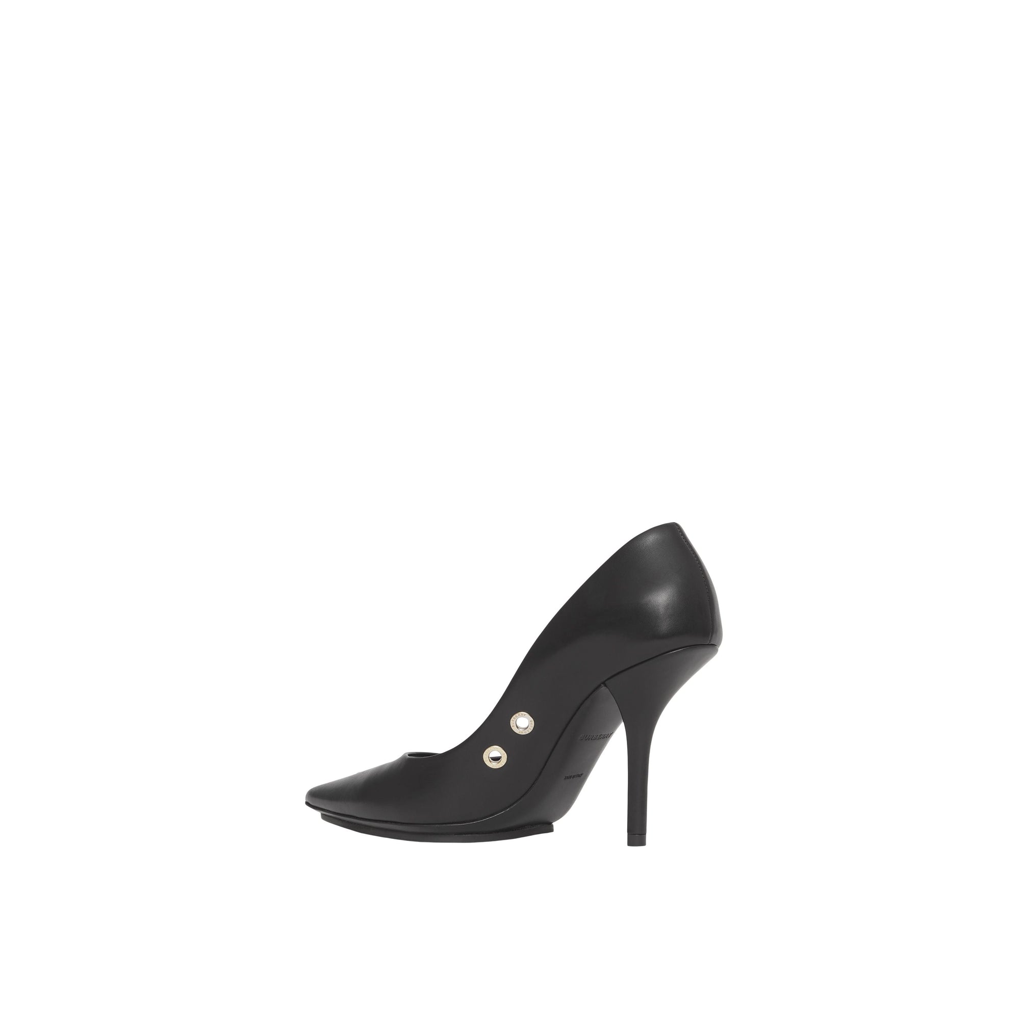 Escarpins à bout pointu en cuir et œillets - Black