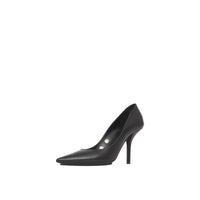 Escarpins à bout pointu en cuir et œillets - Black