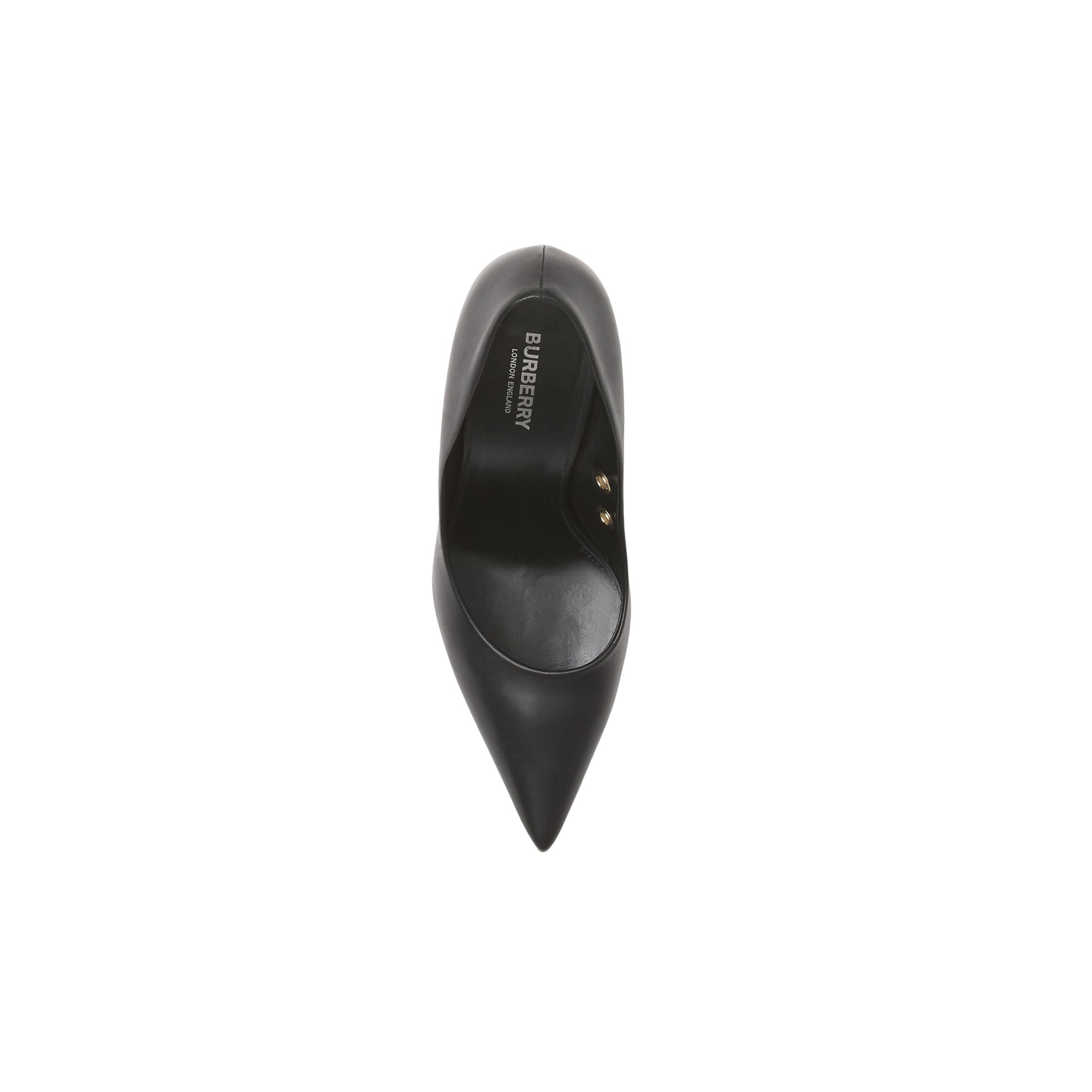 Escarpins à bout pointu en cuir et œillets - Black
