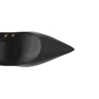 Escarpins à bout pointu en cuir et œillets - Black