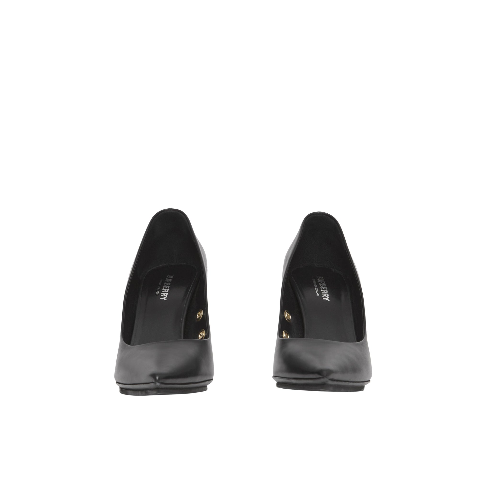 Escarpins à bout pointu en cuir et œillets - Black