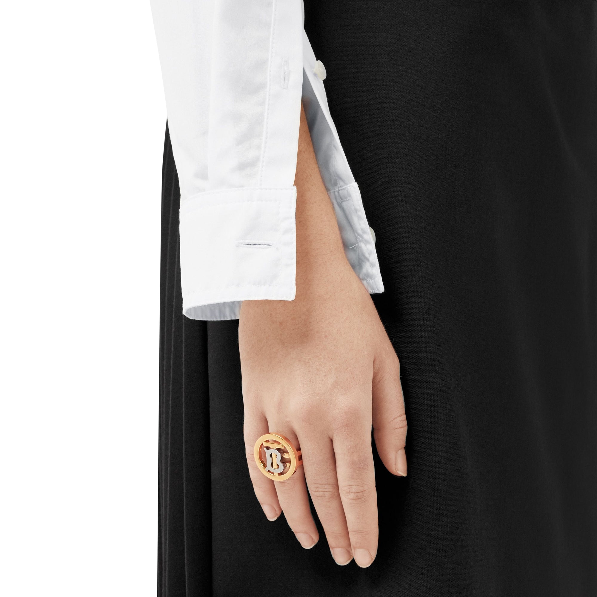 Bague plaquée or à motif monogramme - Light Gold