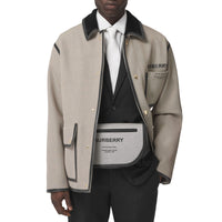 Grand sac banane Olympia en toile et cuir - Black