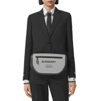 Grand sac banane Olympia en toile et cuir - Black