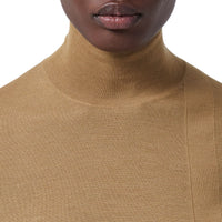 Pull à col entonnoir en laine et soie mélangées - Camel