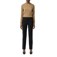 Pull à col entonnoir en laine et soie mélangées - Camel