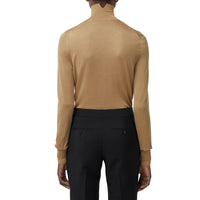 Pull à col entonnoir en laine et soie mélangées - Camel