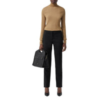 Pull à col entonnoir en laine et soie mélangées - Camel