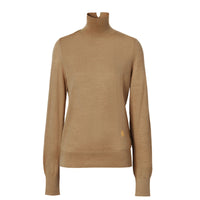 Pull à col entonnoir en laine et soie mélangées - Camel