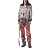 Pantalon cargo en soie à imprimé floral - Black