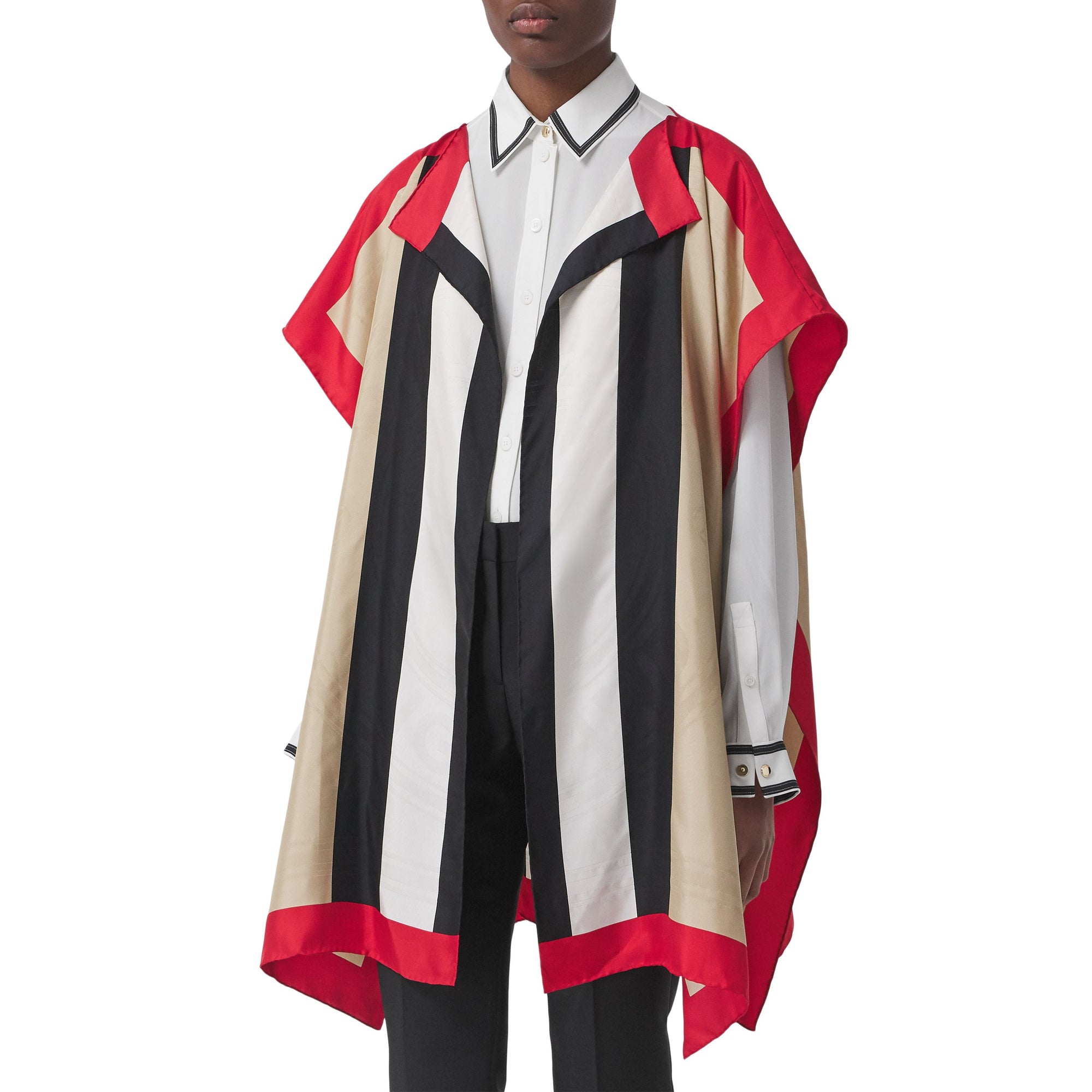 Cape en sergé de soie à rayures iconiques - Archive Beige