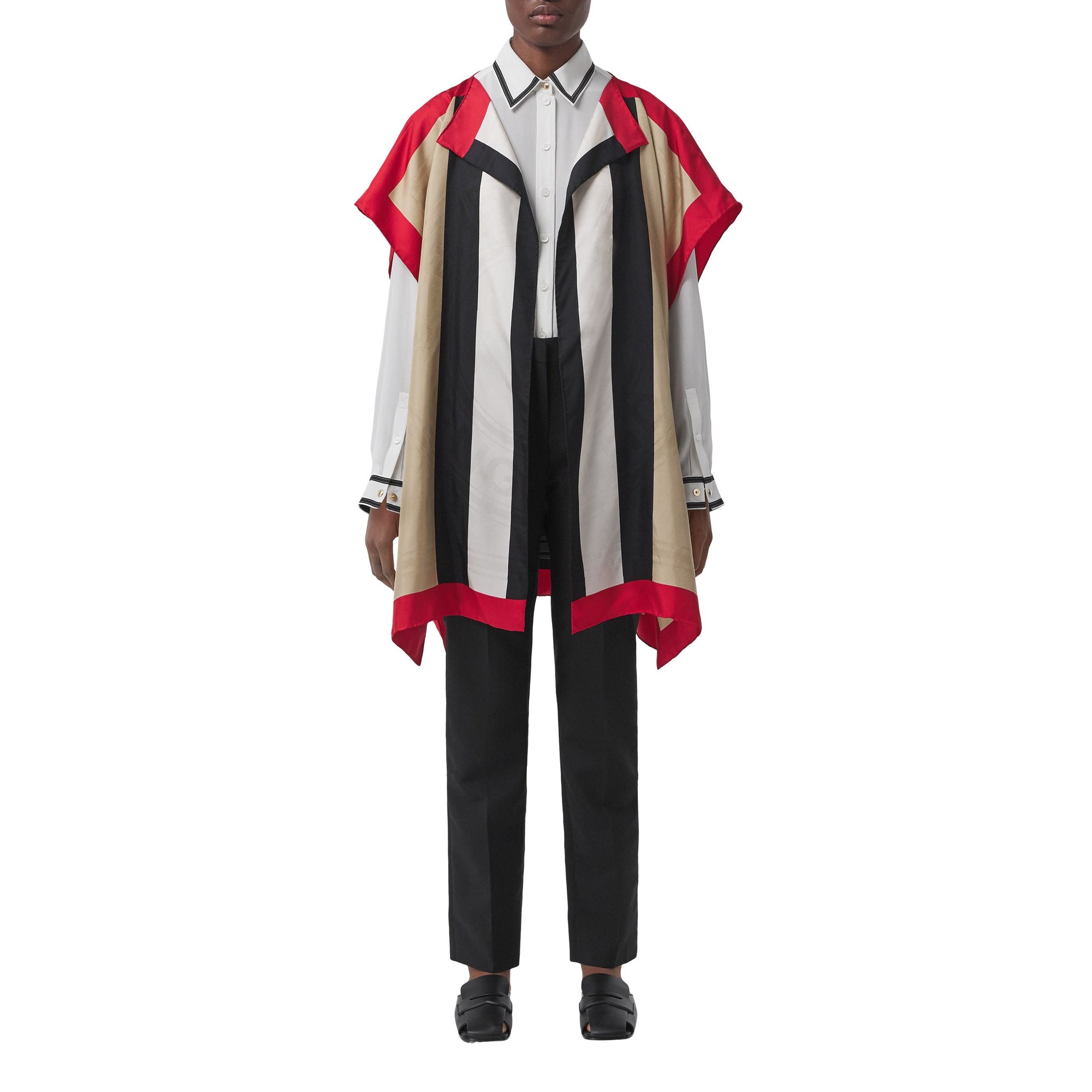 Cape en sergé de soie à rayures iconiques - Archive Beige