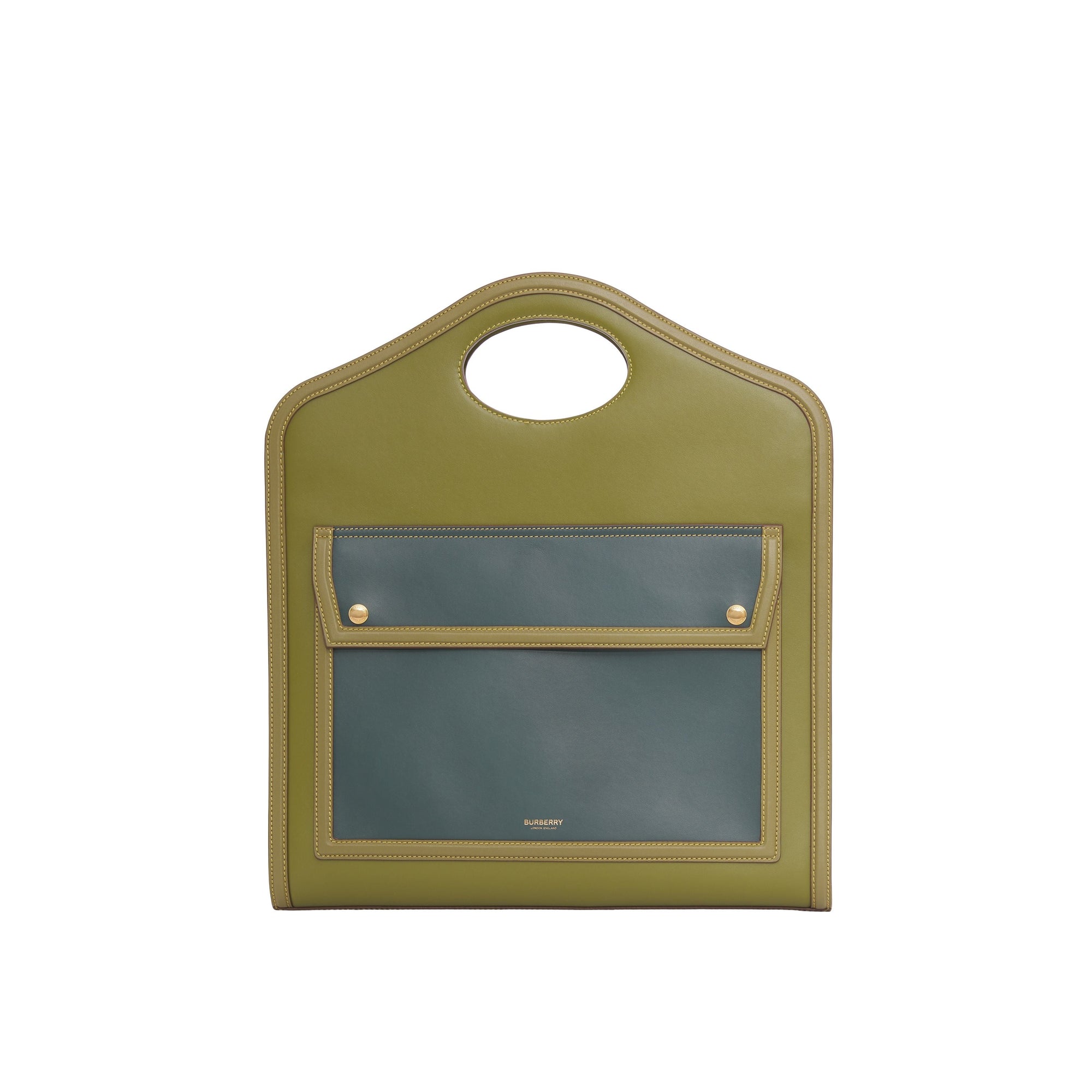 Sac Pocket moyen en cuir color-block - Juniper Green