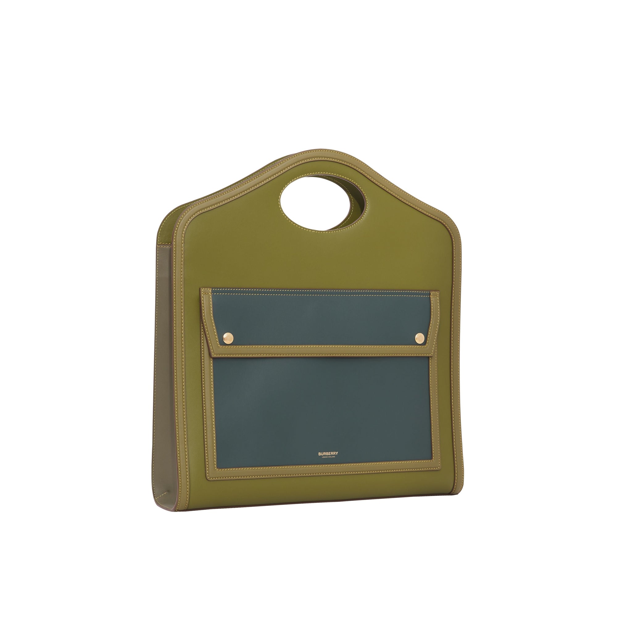 Sac Pocket moyen en cuir color-block - Juniper Green