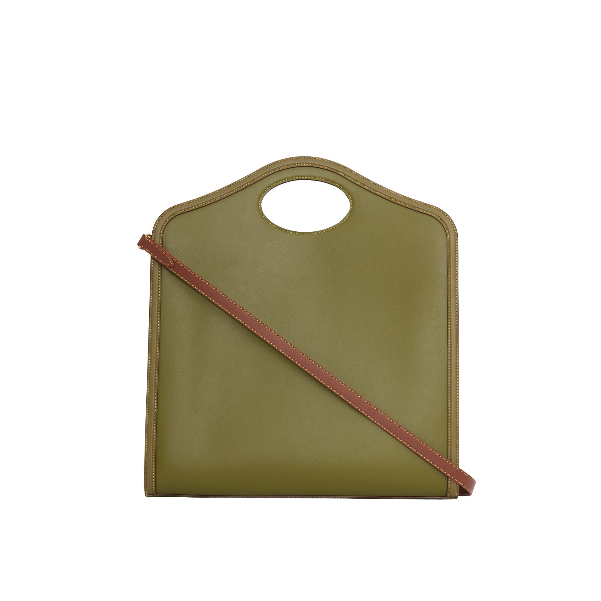 Sac Pocket moyen en cuir color-block - Juniper Green