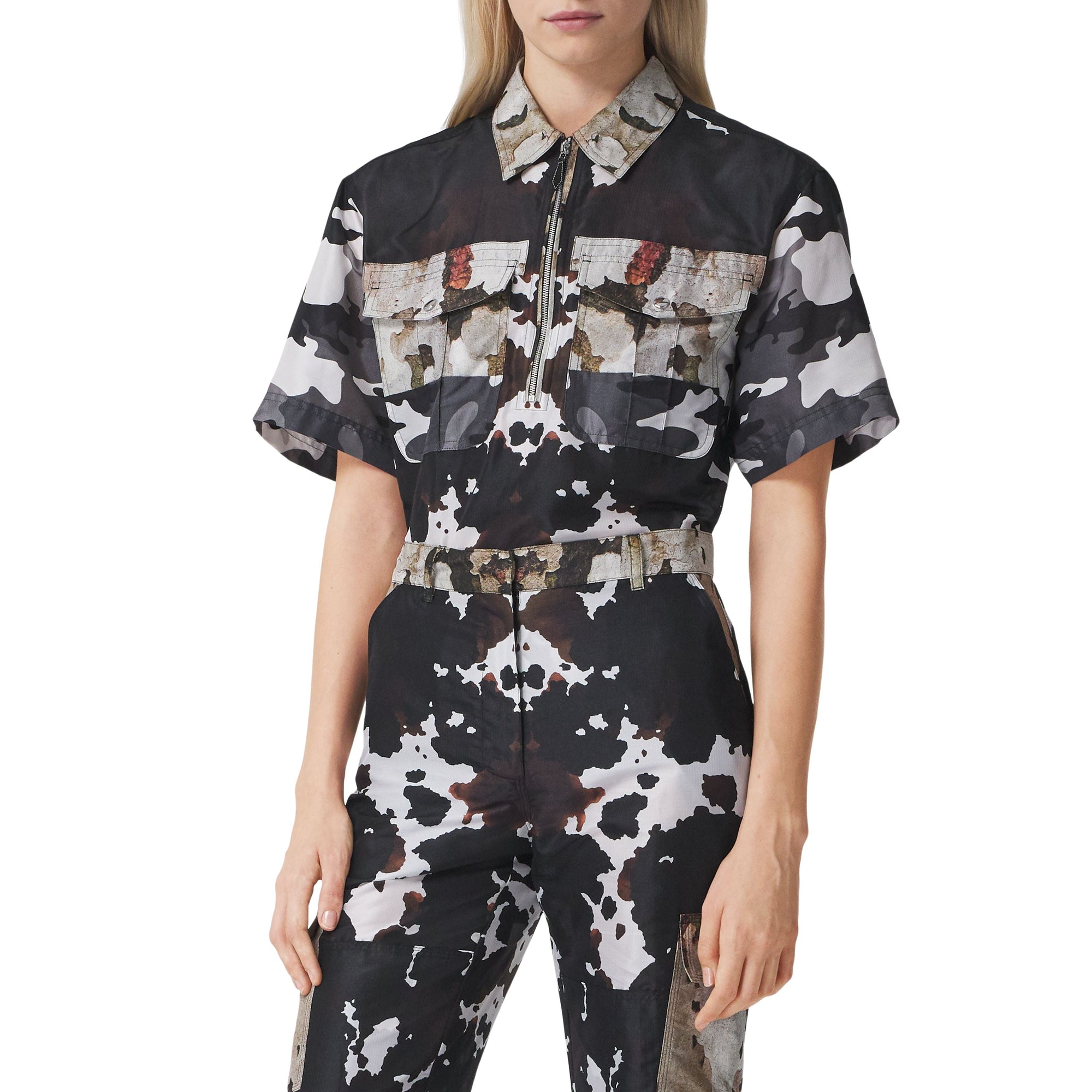 Chemise à manches courtes à imprimé camouflage - Honey