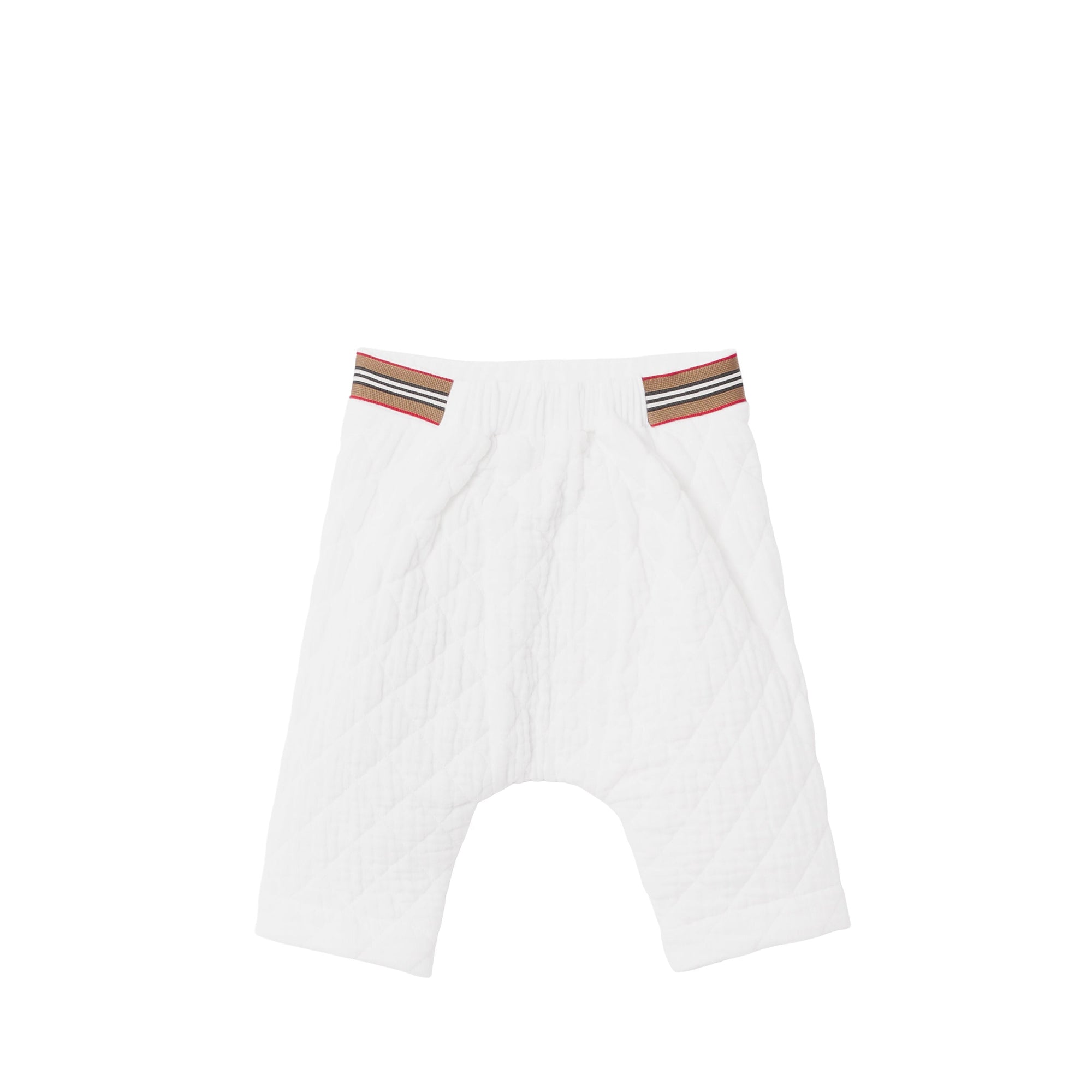 Pantalon en étamine matelassée avec rayures iconiques - White