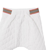 Pantalon en étamine matelassée avec rayures iconiques - White