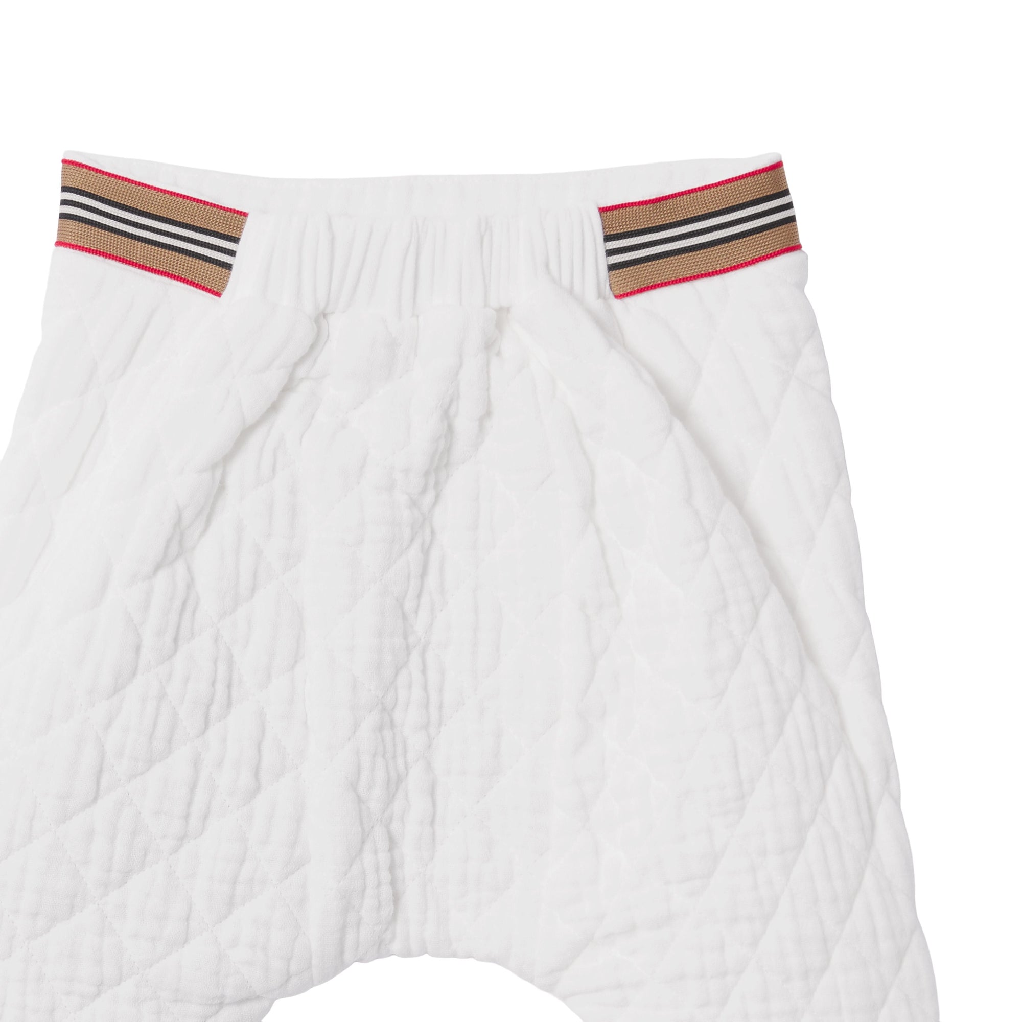Pantalon en étamine matelassée avec rayures iconiques - White