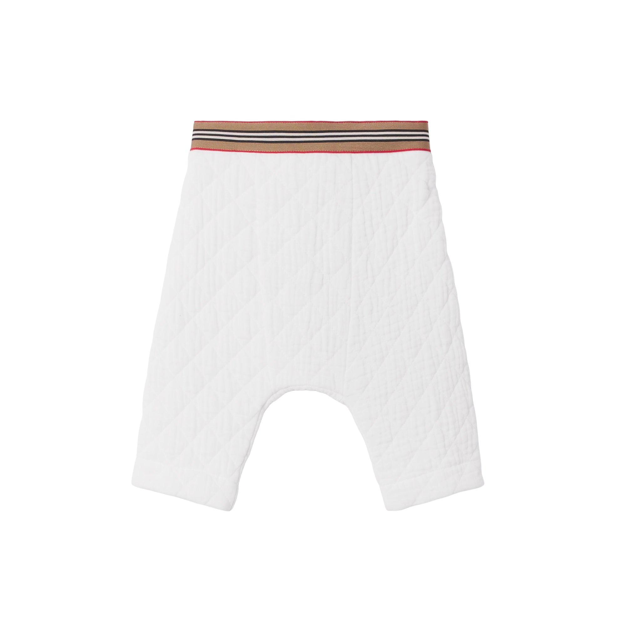 Pantalon en étamine matelassée avec rayures iconiques - White