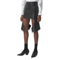 Minijupe en cuir d'agneau stretch avec découpes - Black