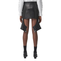 Minijupe en cuir d'agneau stretch avec découpes - Black