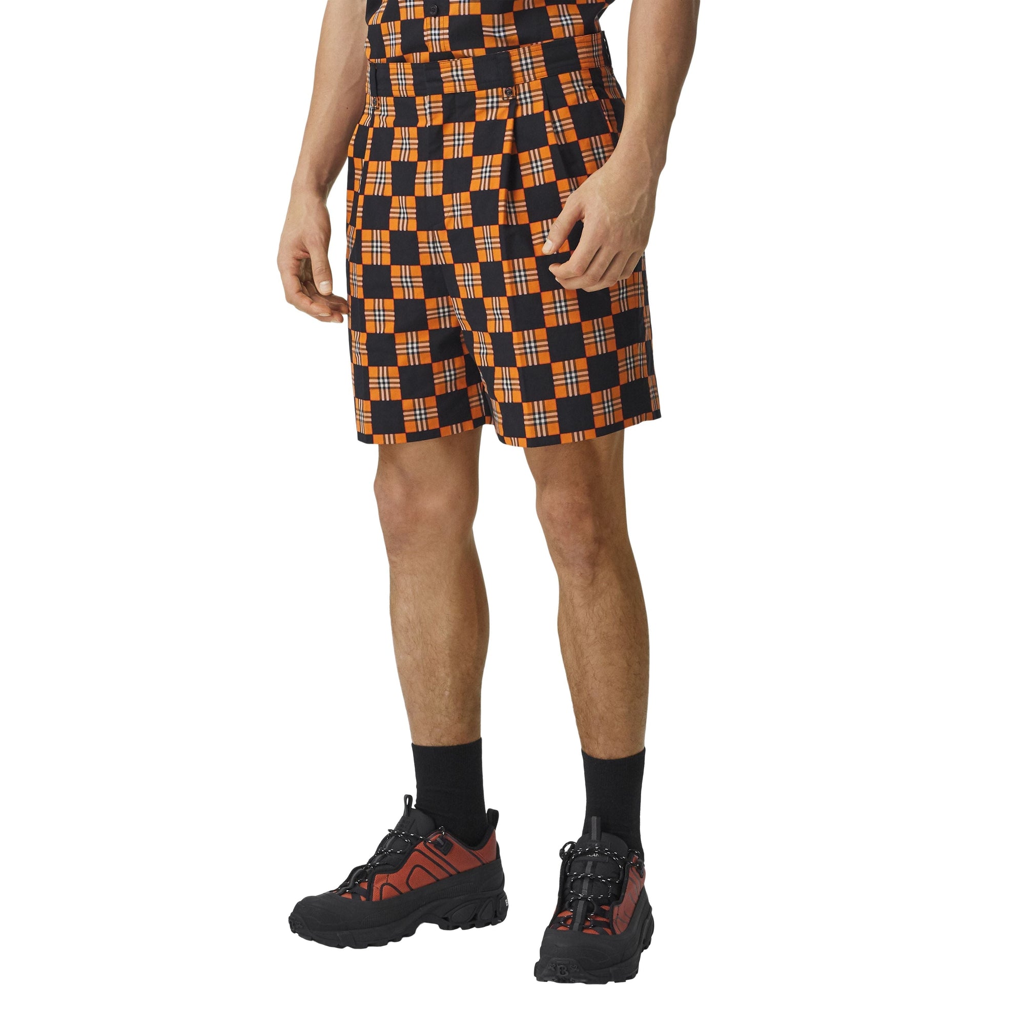Short ajusté à damier - Deep Orange Check