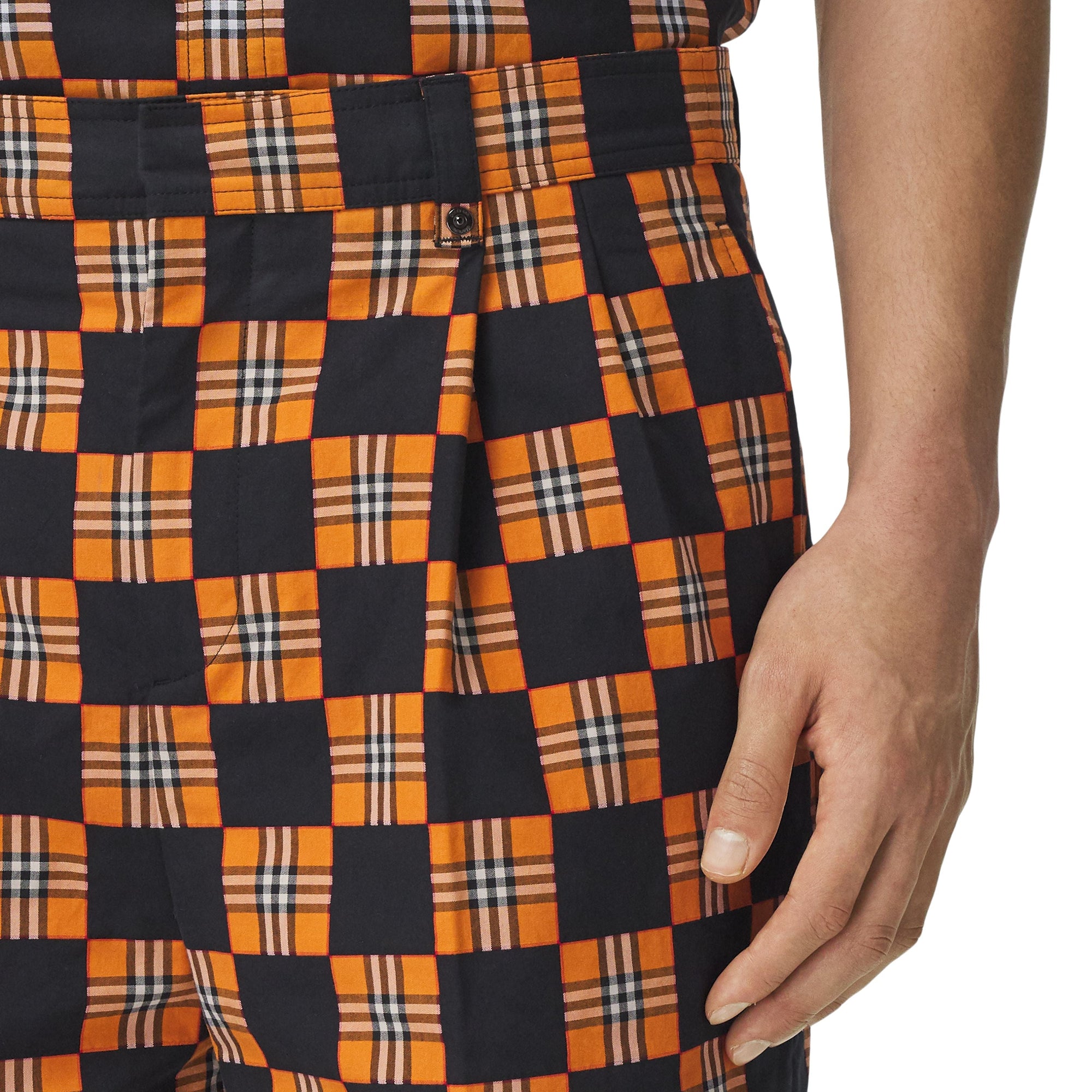 Short ajusté à damier - Deep Orange Check