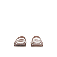 Mules en toile et cuir à logo - Tan