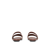 Mules en toile et cuir à logo - Tan