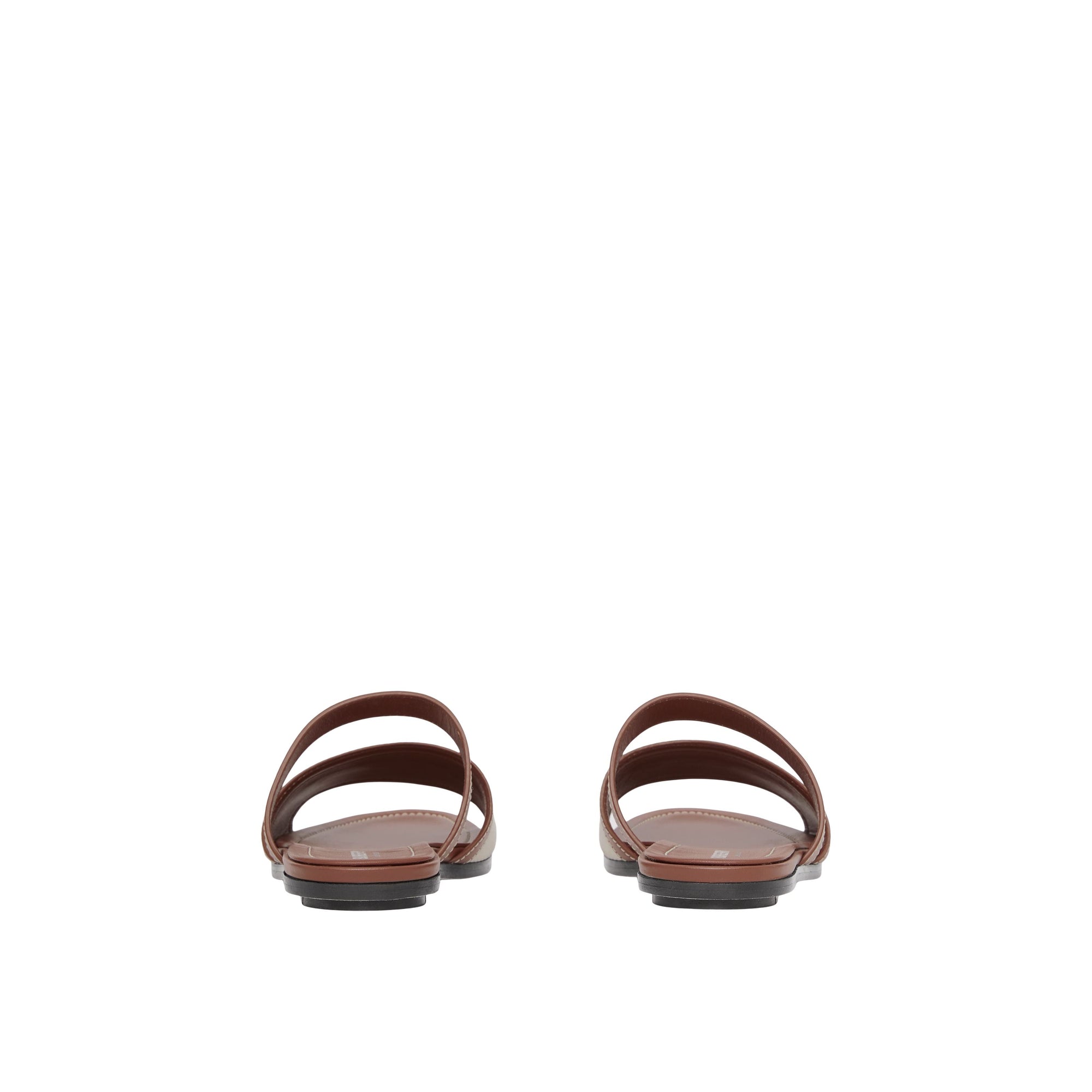 Mules en toile et cuir à logo - Tan