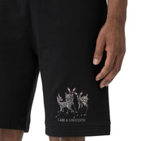 Short à cordon de serrage et motif cerf brodé - Black