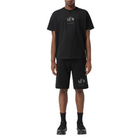 Short à cordon de serrage et motif cerf brodé - Black