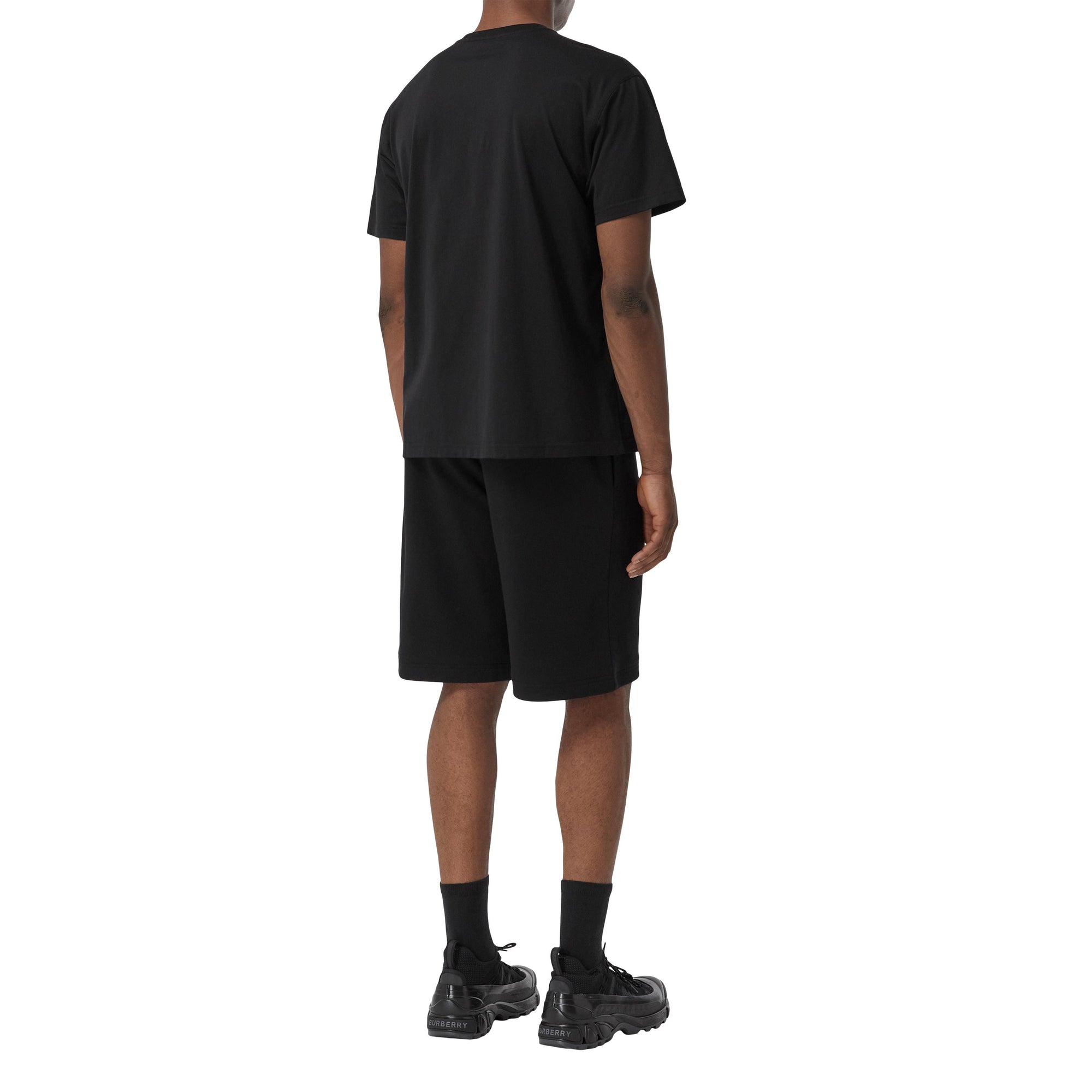 Short à cordon de serrage et motif cerf brodé - Black